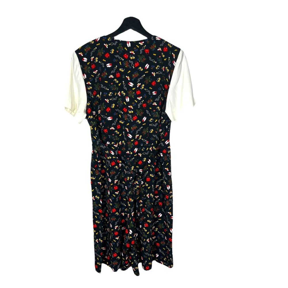 Vintage 90s Black Clothing Accessories Print Button Up Short Sleeve Romper Mediu - Picture 4 of 11
